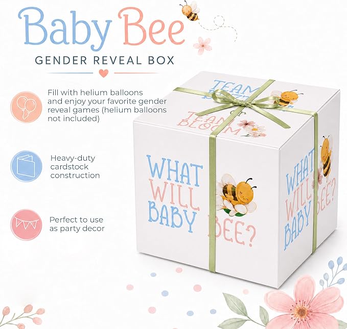 Baby Bee Gender Reveal Box, Large Balloon Surprise Box - Image 5