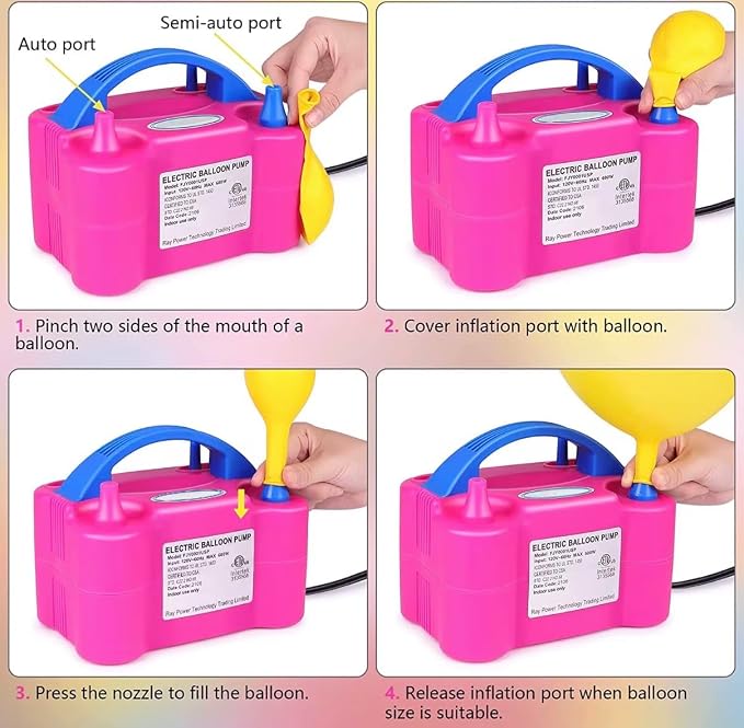 Portable Dual Nozzle Rose Red 110V 600W Electric Balloon Blower Pump/Electric - Image 2