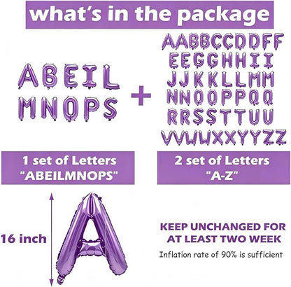 62 Pcs Purple Letter Balloons, Custom 2 Set A-Z Set - Image 3