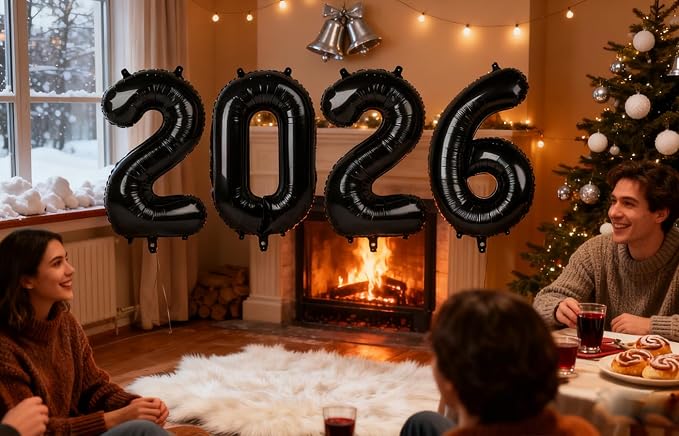 Black 2026 Number Balloons, 26 Balloon Number 40 Inch - Image 3