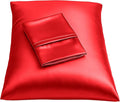 BLISSFORD Satin Pillowcase with Zipper, for Hair and Skin Care, Feels Soft and Cool Like a Silk Pillowcase, Red Satin Pillow Cases Set of 2, Slik Pillow Cover, King Size - 2 Pack