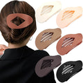 Large Flat Round Hair Clips Oval Claw Clips for Thick Medium Thin Hair 6Pcs Non Slip Strong Hold Barrettes Duckbill Accessories for Women Girls Matte Solid Neutral Color