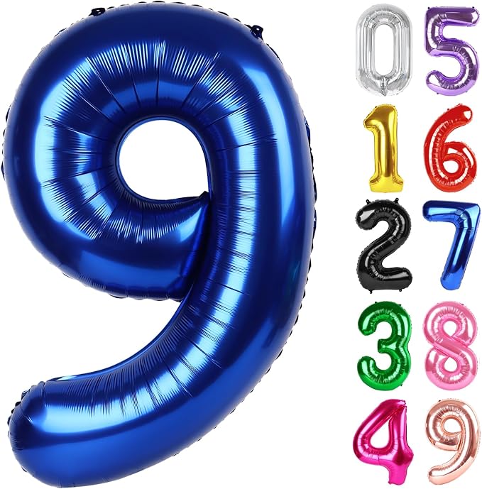 NightBlue Number 9 Balloon 40 Inch, 9th Birthday Decorations Men Women | Foil by IWERP