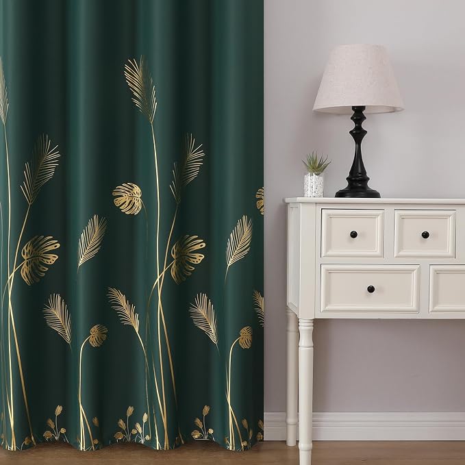 Green Blackout Curtains for Living Room 108 Inch Length 2 Panels Set, Thermal - Image 2