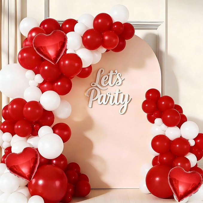 Red White Balloon Garland Arch Kit by Unknown
