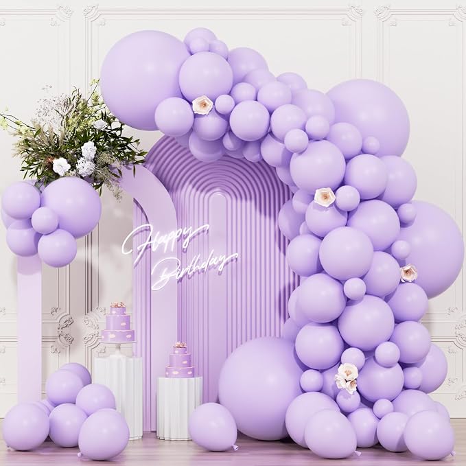 104pcs Pastel Purple Balloons Garland Arch Kit, 18 12 10 5 Inch | Macaron Light by OWPFJG