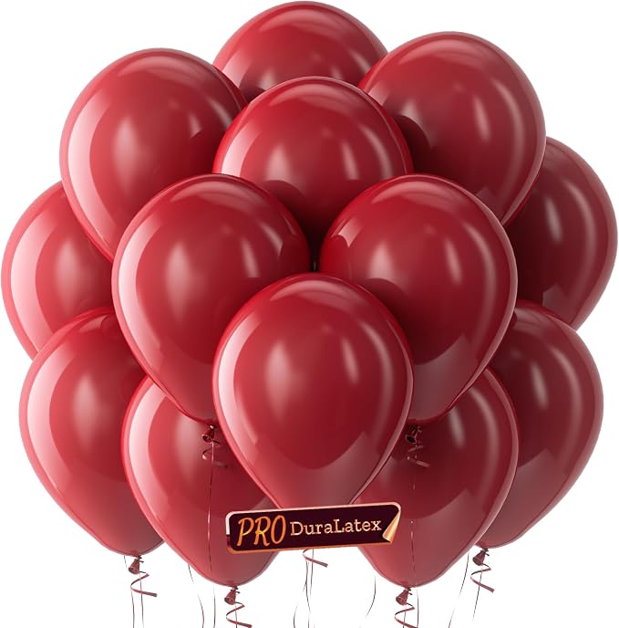 Pro Duralatex Burgundy Extra-Thick Balloons 100 Pack 12 inch | Dark Ruby Red by Bezente