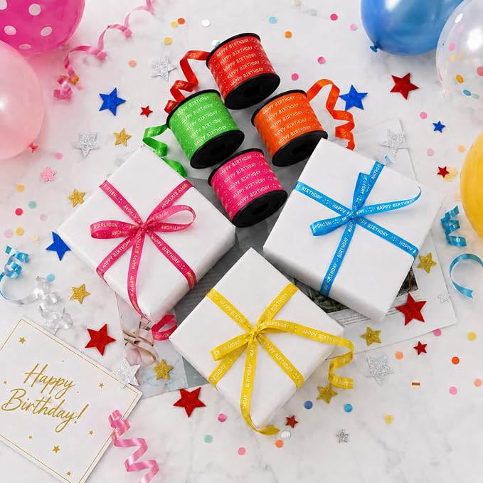 BEISHIDA 6 Assorted Colors Happy Birthday Printed Curling Ribbons Balloon - Image 6