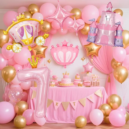 Minyu 6-Piece Princess Theme Party Decoration Set: Princess Carriage + Pink - Image 6