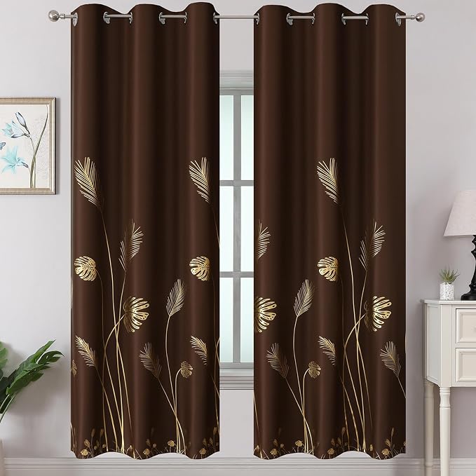 Brown Blackout Curtains for Living Room 72 Inch Length 2 Panels Set, Room by ESTELARTEXTILER