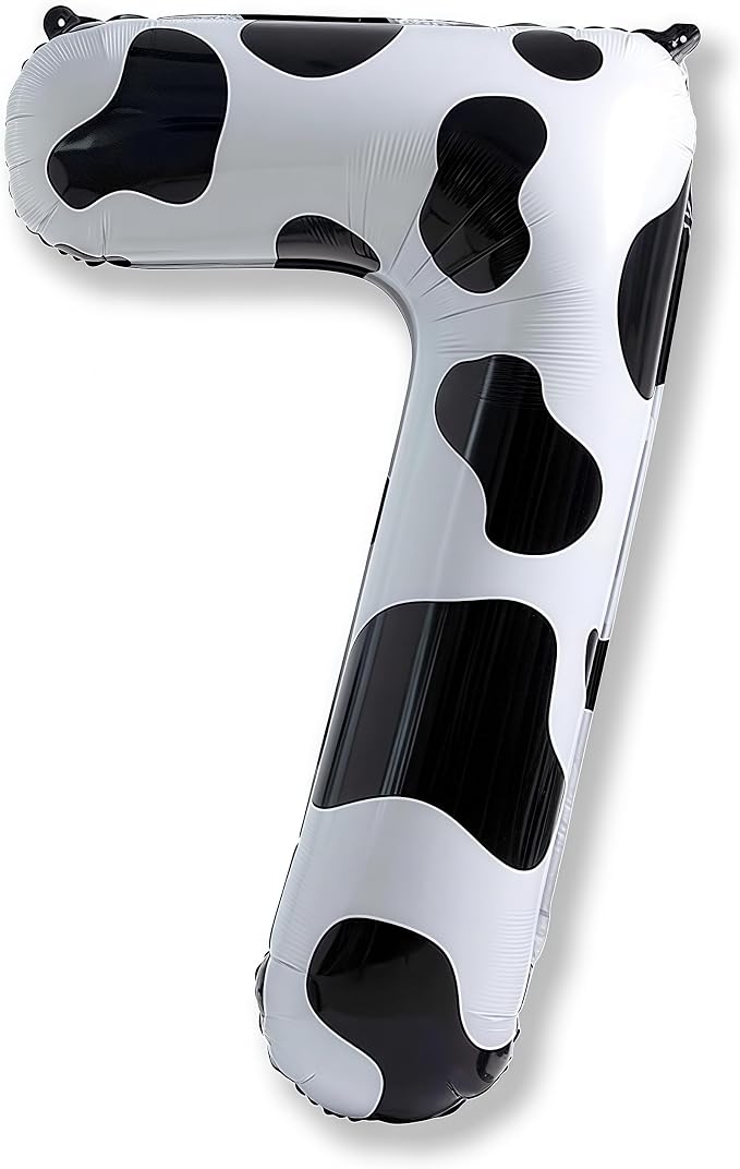 Number 7 Balloon for Boys, Giant Cow Print Self Inflating Number 0-9 for Girls by Isndare