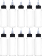10 Pcs 2oz Plastic Squeeze Bottles with Twist Top Cap, 60ml Clear Dispensing Bottles, Empty Squirt Bottle for Liquids, Sauces, Arts, Crafts, Travel