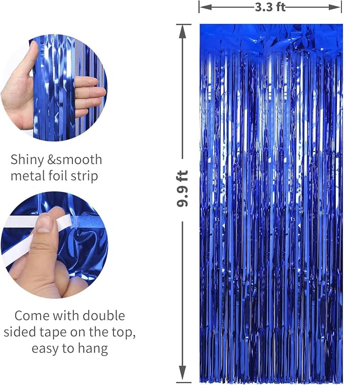 Crosize 8 Pack Dark Blue Party Streamers Backdrop, 3.3 x 9.9 ft | Tinsel Foil - Image 3