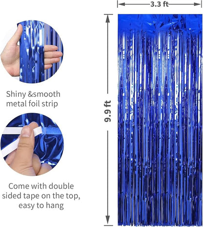 Crosize 8 Pack Dark Blue Party Streamers Backdrop, 3.3 x 9.9 ft | Tinsel Foil - Image 3