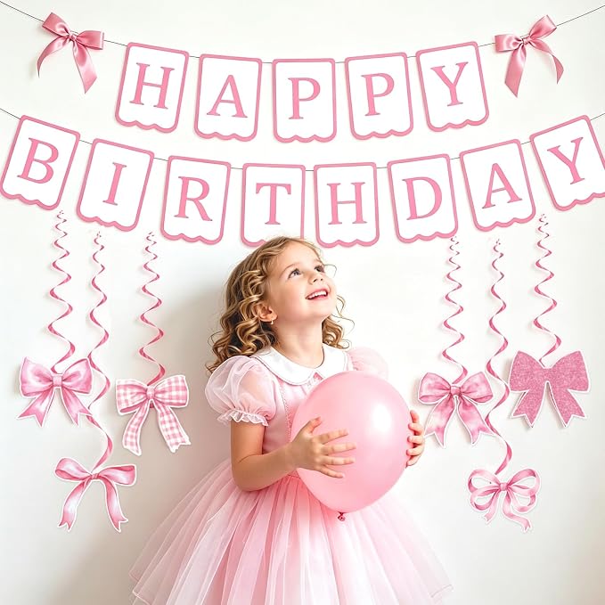 Bluegogo Pink Happy Birthday Banner - Image 6