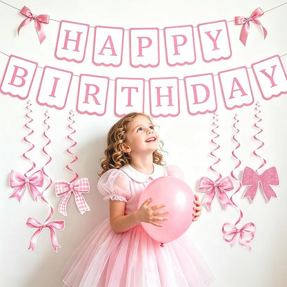 Bluegogo Pink Happy Birthday Banner - Image 6