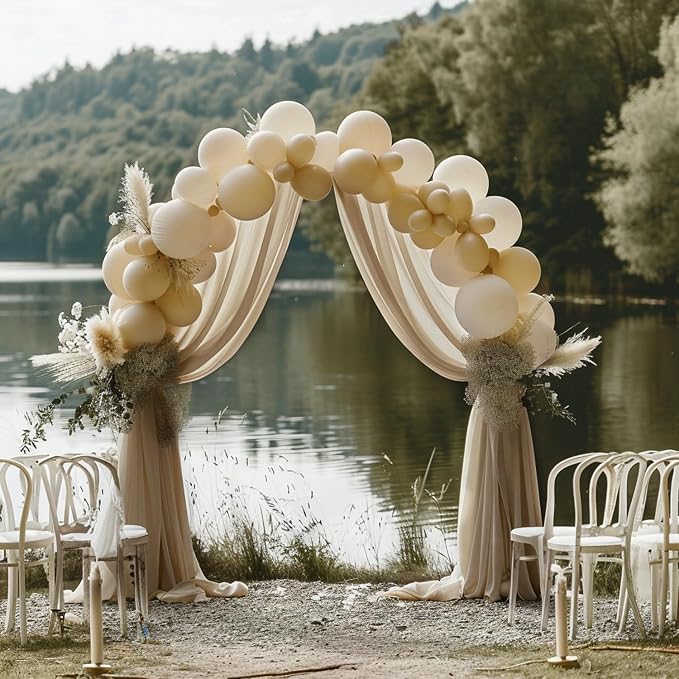 Nude Wedding Arch Draping Fabric Backdrop Drapes Sheer 6 Panels | 28.7"x20FT - Image 7