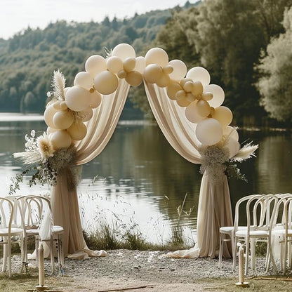 Nude Wedding Arch Draping Fabric Backdrop Drapes Sheer 3 Panels | 28.7"x20FT - Image 4