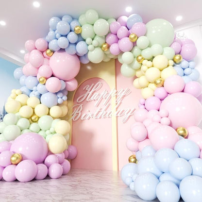 Pastel Rainbow Balloon Garland Kit 181Pcs Macaron Easter Balloon Arch Kit by PTGOLUO