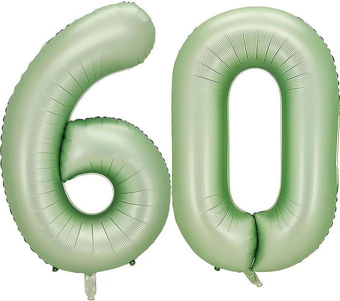 Sage Green Number 60 Balloon, 60 Balloon by BBPOOL