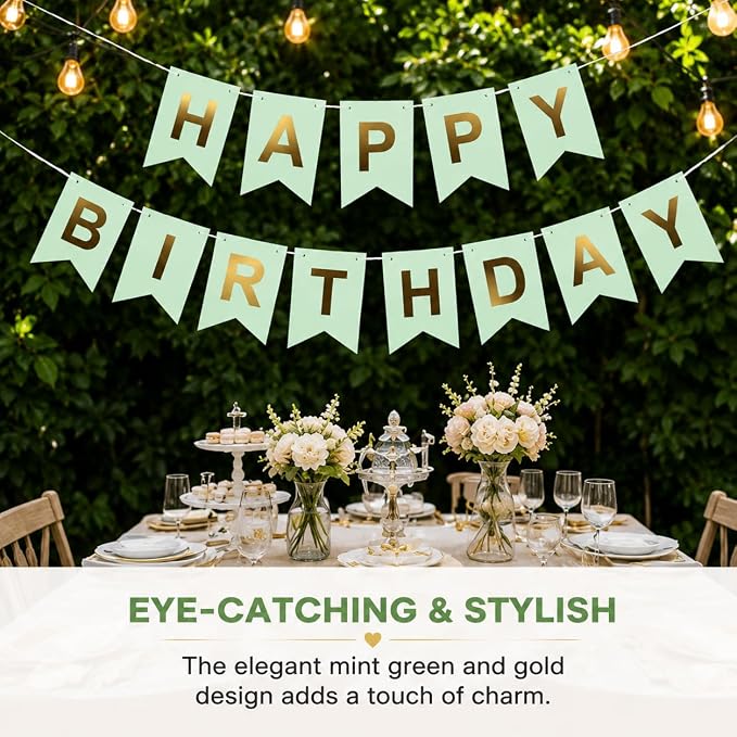 Green Happy Birthday Banner Sign - Image 5