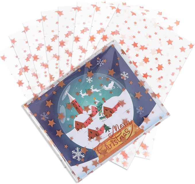 COQOFA 100 Pcs 4x 6 In Star Self-Sealing Cellophane Treat Bag, Baby Shower by COQOFA