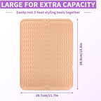 Oversize Silicone Heat Resistant Mat, Heat Mat with Velcro for Curling Iron, Travel Cover Cushion for Curling Irons, Hair Bands and Styling Tools(15.7" X 11.8") (Pink)