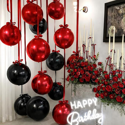 Black Red Round Foil Balloons - Image 9