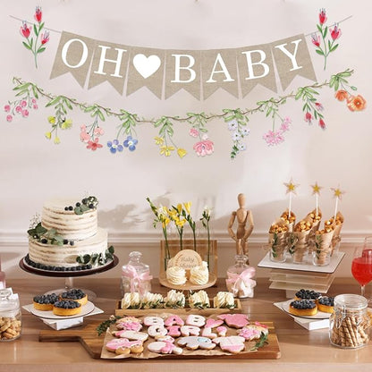 Weecent Pre-Strung 6ft Burlap Oh Baby Banner - Image 4