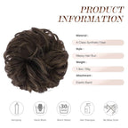 FESHFEN Messy Bun Hair Piece - Large Elastic Wavy Curly Hair Bun Scrunchies Ponytail Extensions Synthetic Chignon Hairpieces for Women, Mixed Chocolate Brown 1.94oz