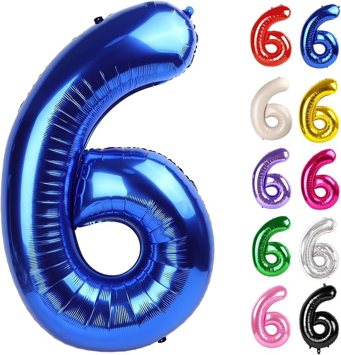 Blue Number 6 Balloon 40 Inch by IWERP