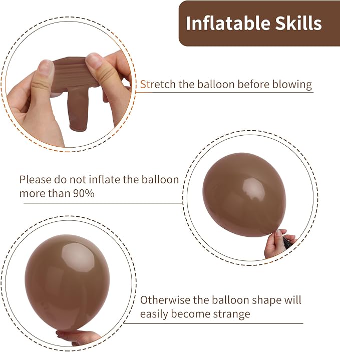 RUBFAC Brown Balloons Arch Kit 129pcs Different Sizes 18 12 10 5 Inches | - Image 3