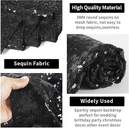 Hahuho Black Sequin Backdrop Curtain, Party Decoration（4 Panels, 2FT x 8FT - Image 3