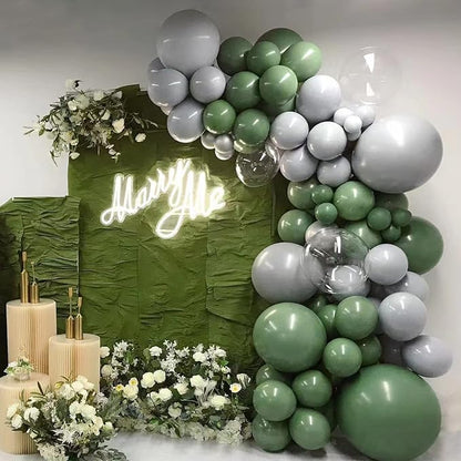 134Pcs Sage Green Balloons Different Sizes 5 10 12 18 Inch Sage green Latex - Image 6