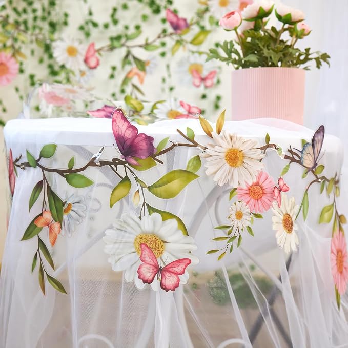 SUNBEAUTY 13FT Wildflower Garland Butterfly Daisy Banner Flower Garlands | - Image 4