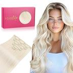 WENNALIFE Clip in Hair Extensions, 14 Inch 120g 7pcs Real Human Hair, White Blonde Remy Hair Extensions Clip Ins Double Weft