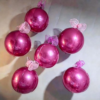 6Pcs Hot Pink Round Foil Balloons, Giant 4D Round Ball Balloon, 22 Inch - Image 4