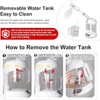 Nano Ionic Facial Steamer with Removable Water Cup, Face Steamer 360° Rotatable Sprayer Warm Mist Face Humidifier for Home and Beauty Salon, Facial Deep Cleaning (White)