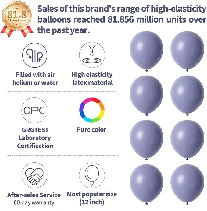 110pcs Dusty Blue Balloon 12 Inch - Image 2