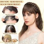 SARLA Braided Headband with 3 Detachable Clip in Bangs Fringe Hairpieces Fake Synthetic Hair Band Bangs for Women Bernstein Multi