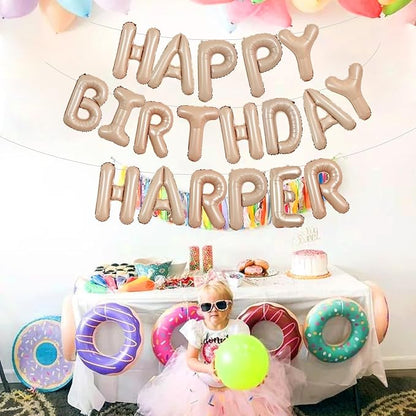 TONIFUL 65 Pcs 16 Inch Caramel Happy Birthday Balloons and 2 Sets A-Z Foil - Image 6