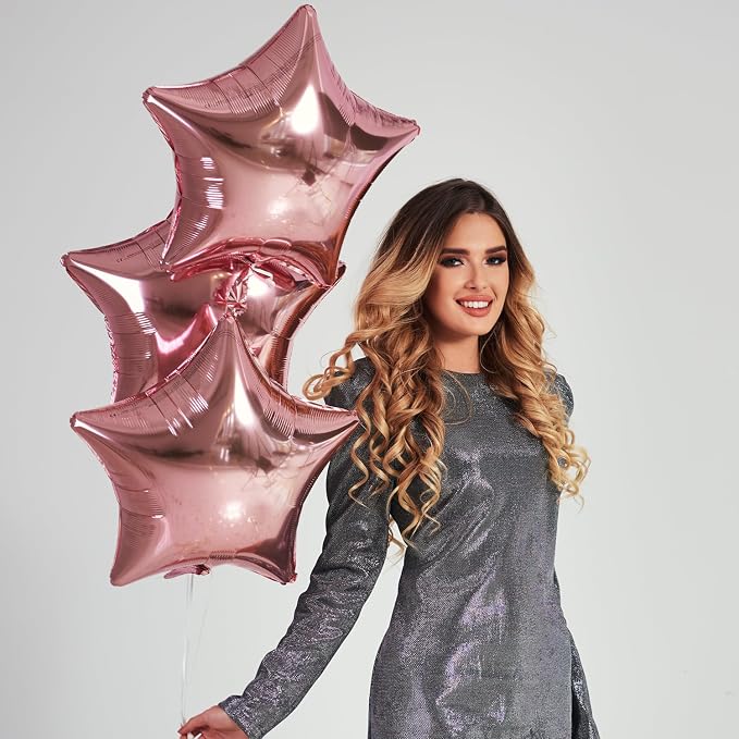 MEETINGU Rose Gold Metallic Balloons, 18 Inch Rose Gold Star Mylar Balloons 10 - Image 5