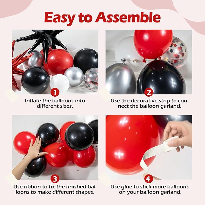 Red and Black Balloon Arch Kit - Image 3