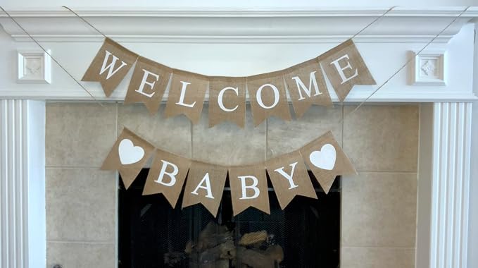Welcome Baby Burlap Banner for Baby Shower Decorations and Gender Reveal Party - Image 2