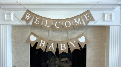 Welcome Baby Burlap Banner for Baby Shower Decorations and Gender Reveal Party - Image 2