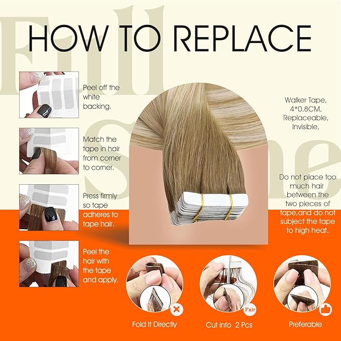 Full Shine Balayage Tape in Hair Extensions Human Hair Brown to Honey Blonde And Blonde Human Hair Tape in Extensions Straight Remy Ombre Extension Seamless PU Tapes Double Sided 18Inch 50G 20pcs