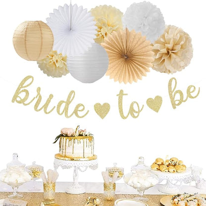 Champagne Gold White Bridal-Shower Party-Decorations - Image 4