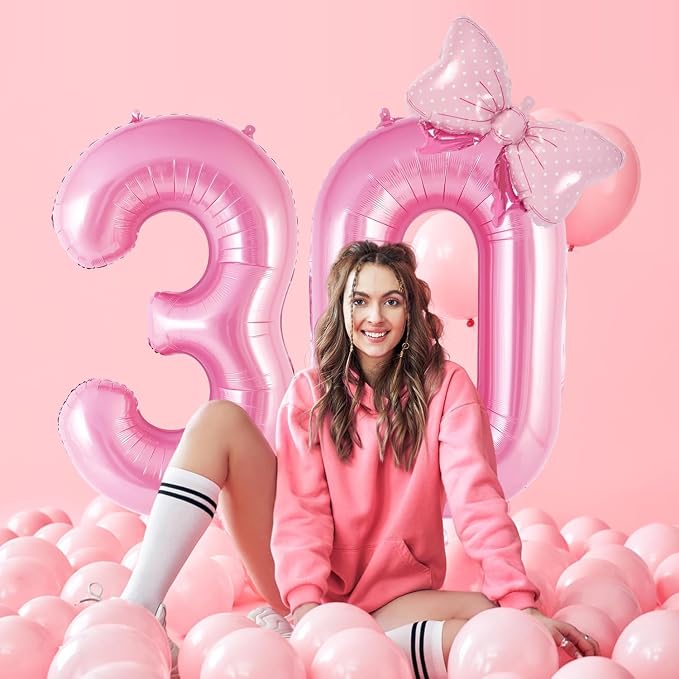 Pink Number 30 Balloons, Big Large Foil Number Balloons, Jumbo Giant Mylar - Image 4