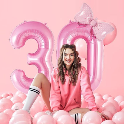 Pink Number 30 Balloons, Big Large Foil Number Balloons, Jumbo Giant Mylar - Image 4