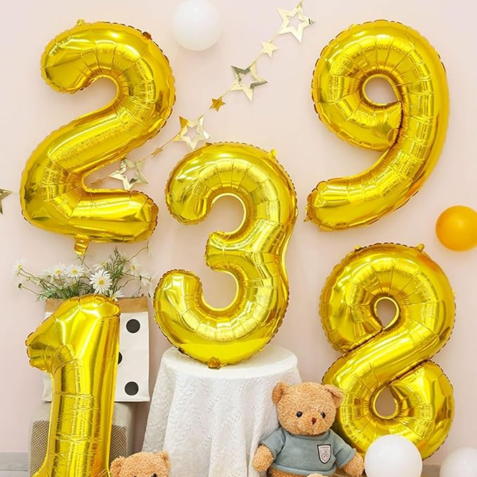 10 Pcs Number Balloons 32 Inch Gold 0-9 Number Mylar Foil Balloons Gold Custom - Image 6